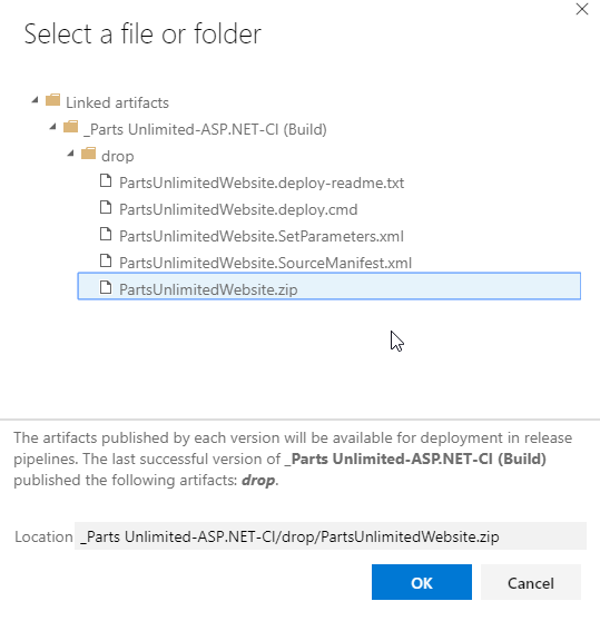 Screenshot of the select file or folder option.
