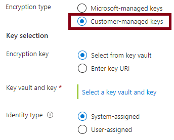 Screenshot that shows how to create a customer-managed key.