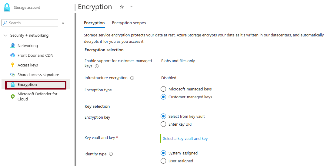 Screenshot that shows how to create a customer-managed key.