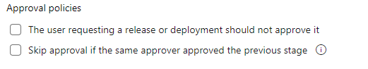 Screenshot of the approver policies available options.