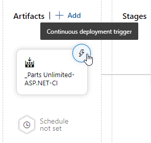 Screenshot of the continuous deployment trigger.