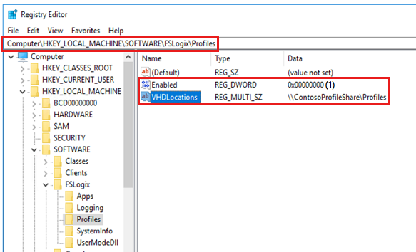 Screenshot of Profile Containers Registry Configuration.