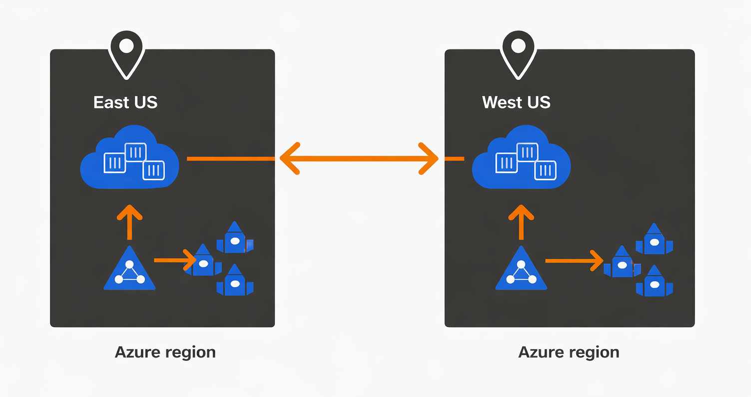 Diagram of how Azure creates a fully functional ACR instance in West US.
