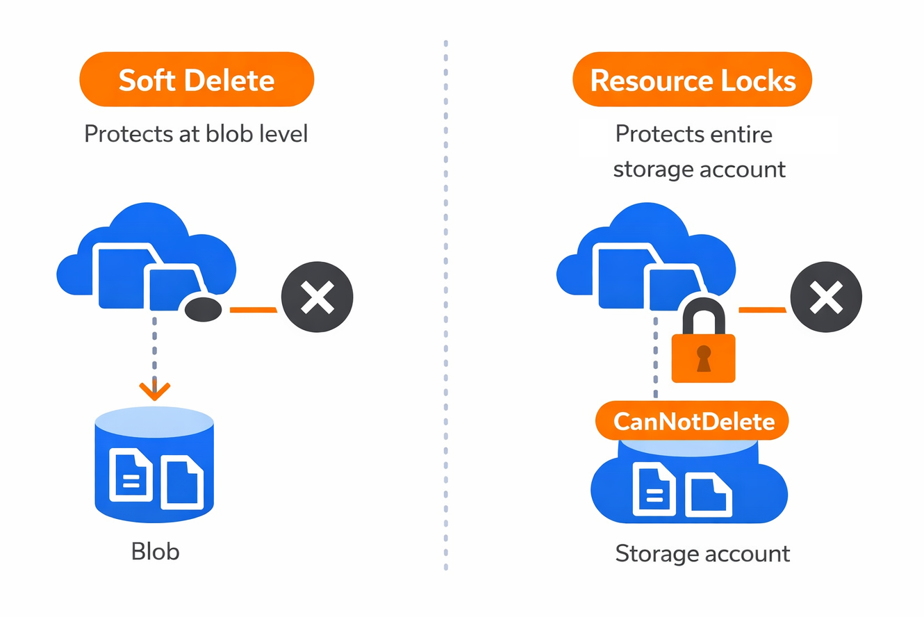Diagram showing how resource locks provide infrastructure-level protection by requiring explicit lock removal.