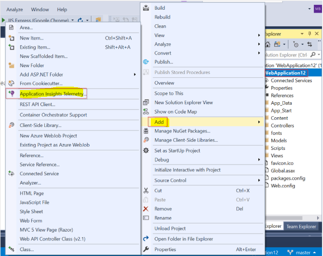 Screenshot of the Visual Studio creating a new project.
