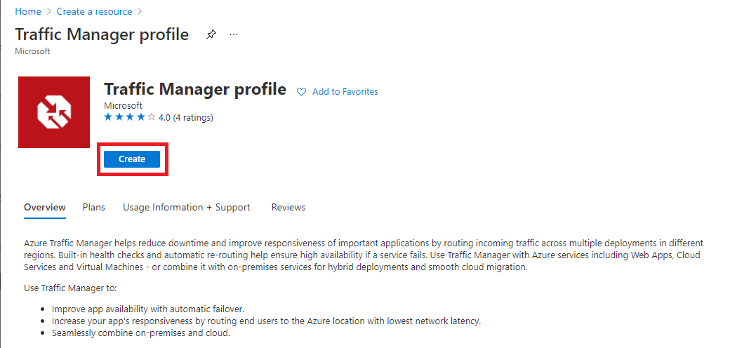 Create Traffic Manager profile