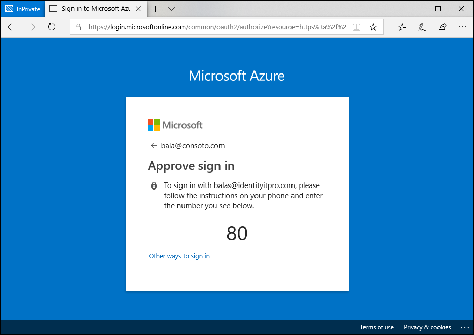 Screenshot showing an example of the Microsoft authenticator application.