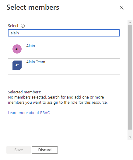 Screenshot showing how to select a specific member for assignment.