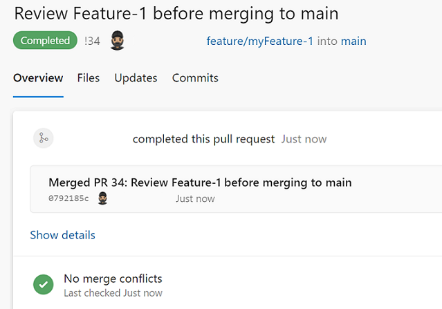 Screenshot of the pull request with code changes approved and completed.