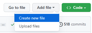 Screenshot of how to create a new file on GitHub.