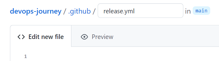 Screenshot of how to create release.yml file on GitHub.