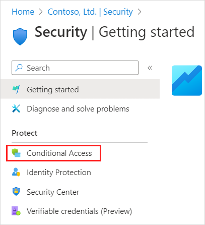 Screenshot showing the getting started page for using authentication and authorization policies to protect your corporate content.