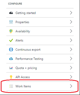 Screenshot of the configure work items in Azure.