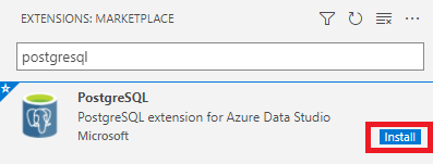 Screenshot of PostgreSQL extension install button.