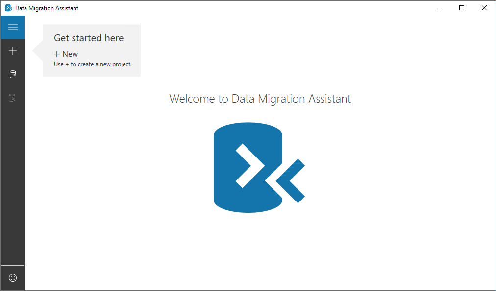 Screenshot of the Data Migration Assistant start page.