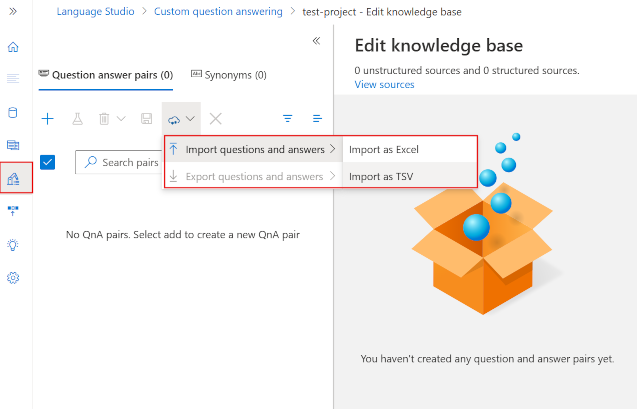 A screenshot showing how to import a file with question and answer pairs.