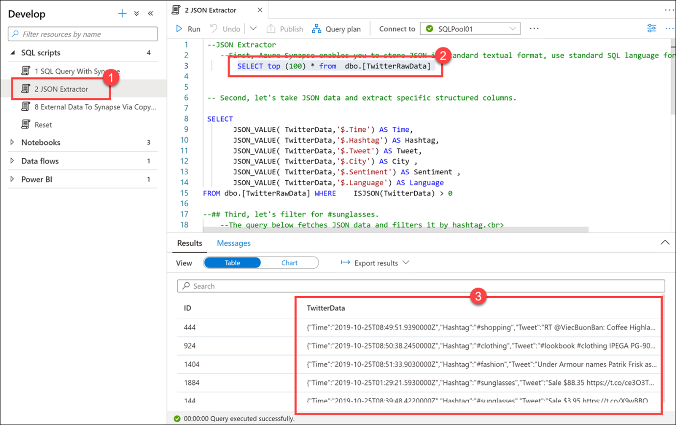 View JSON data in Azure Synapse Studio