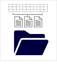 Diagram showing a data lake in which files are abstracted by tables.