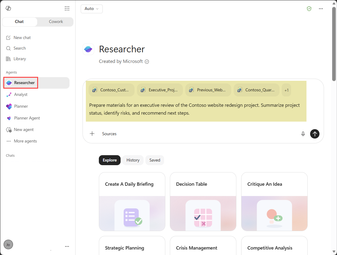Screenshot of the Researcher agent prompt and referenced files.