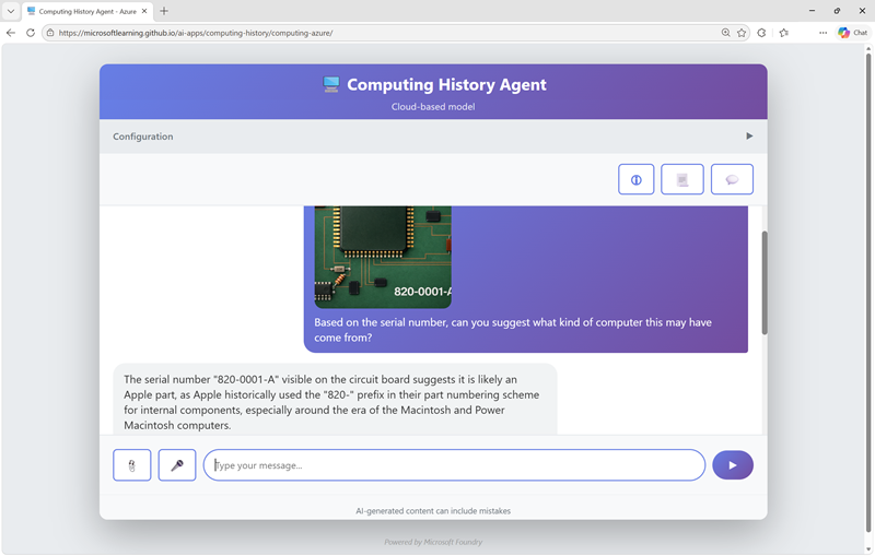 Screenshot of a computing history site extracting text from an image.