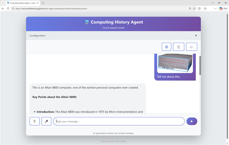 Screenshot of a computing history site performing image analysis.