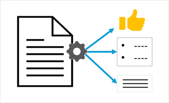 Diagram of text being analyzed for sentiment, keywords, and summarization.