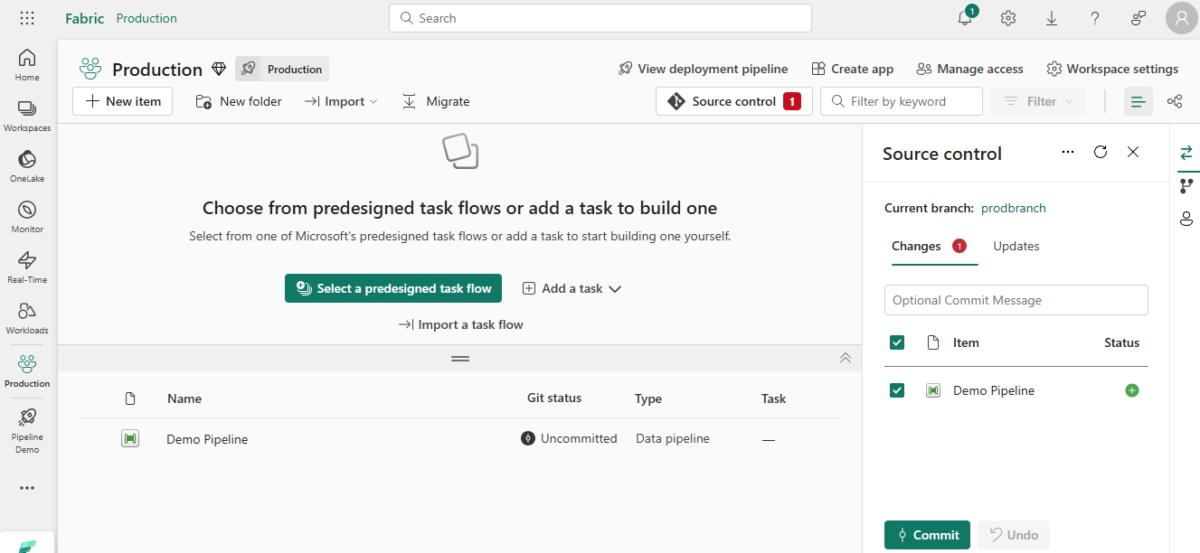 Screenshot of workspace showing uncommitted items and showing the source control box where files aren't yet synced with Git.