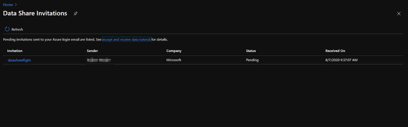 Overview of Invitation in Azure portal
