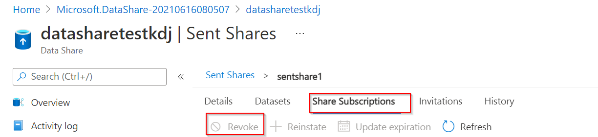 Revoke access of Azure Data Share