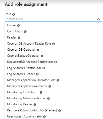 Image showing role assignments for Azure Cosmos DB