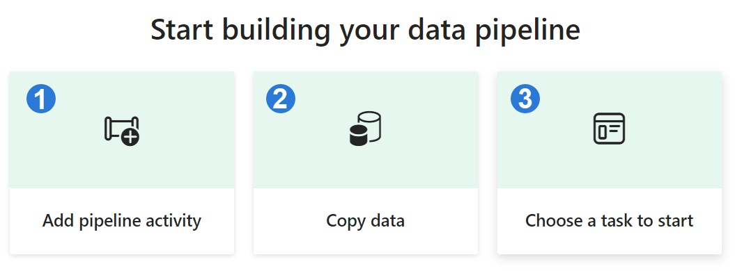 Screenshot showing the options available when creating a pipeline.