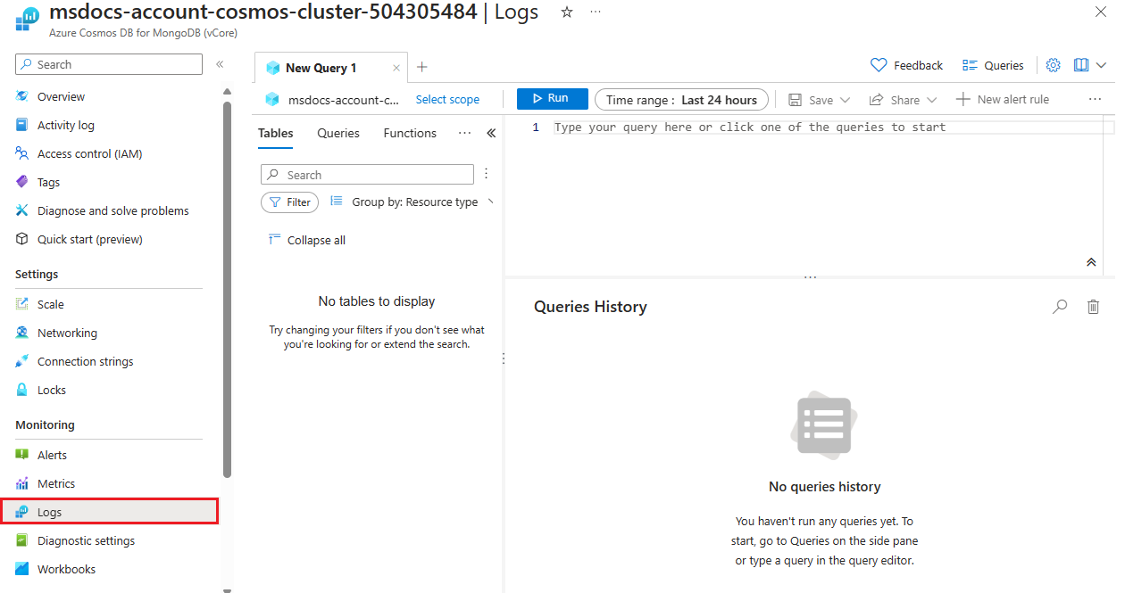 Screenshot of log query page.