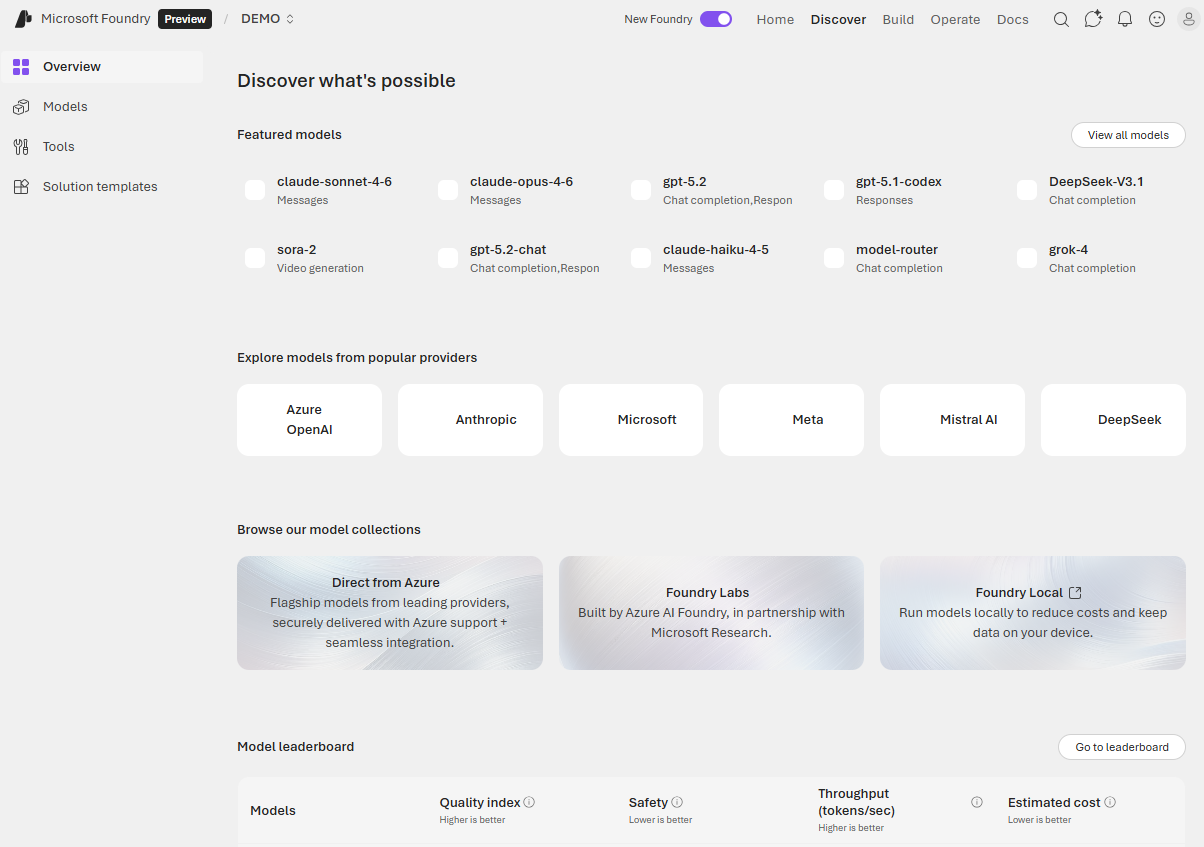 Screenshot of the model catalog in Microsoft Foundry portal.