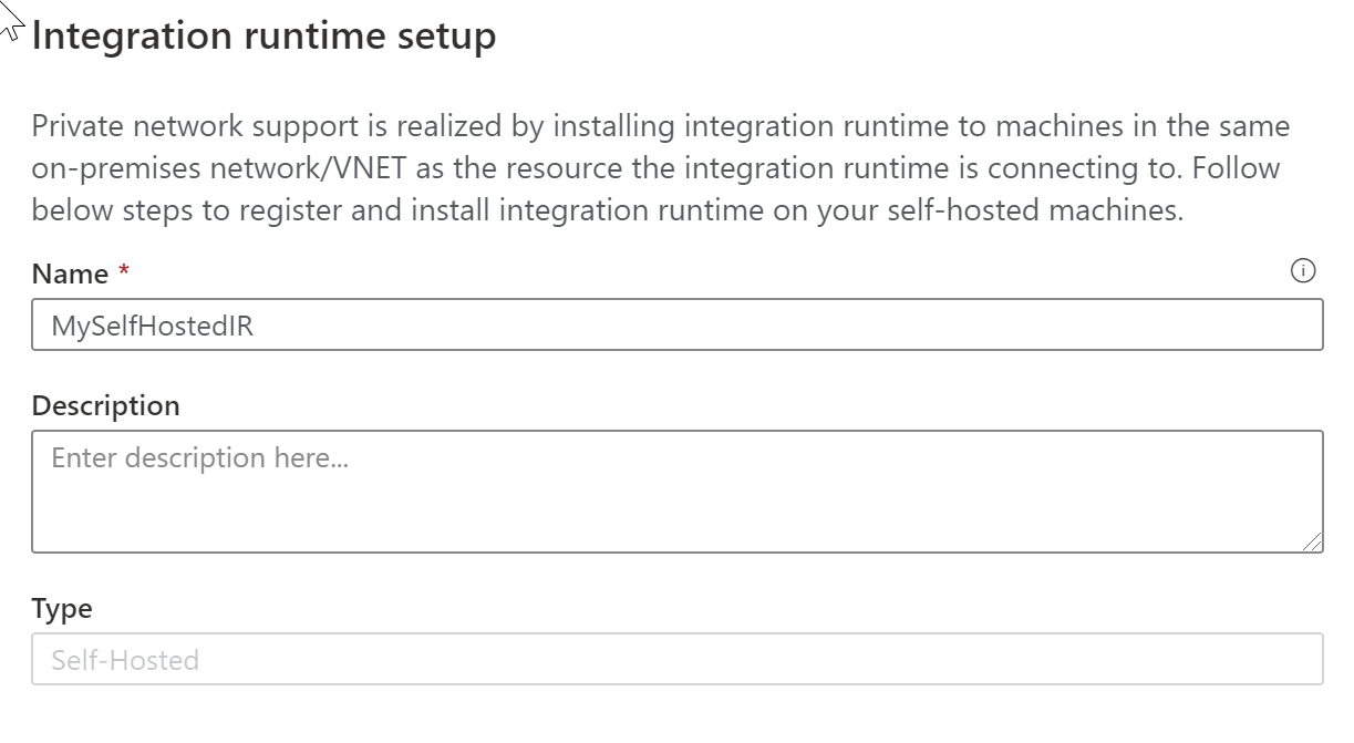 Integration runtime setup