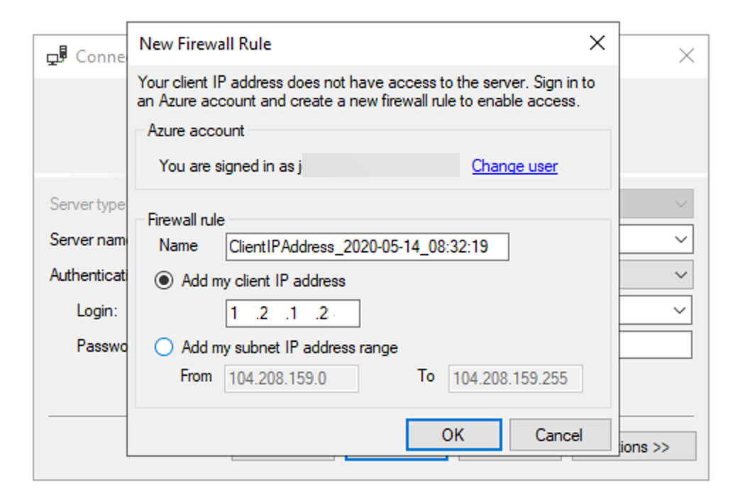 New Firewall Rule Screen from SQL Server Management Studio.