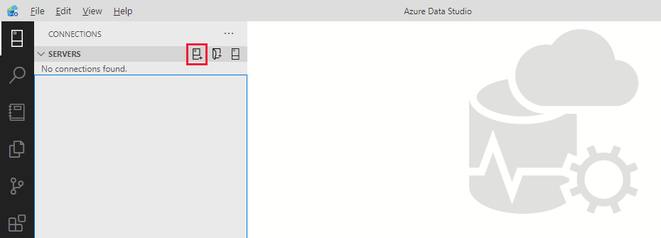 The SERVERS sidebar in Azure Data Studio. The user is creating a new connection