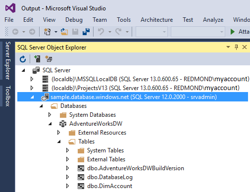 Viewing Azure Synapse SQL pools in Visual Studio