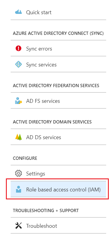 Screenshot of Azure A D Connect Health resource sidebar.  Add the users you need.