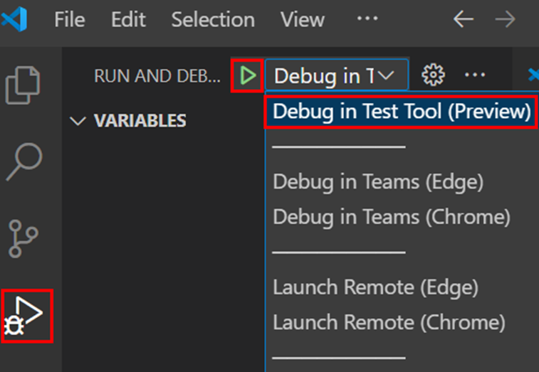 Screenshot of Debug Test Tool button within the user interface.
