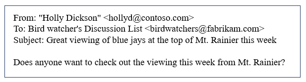 Screenshot of a normal mailing list message.
