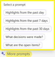 Screenshot showing summarize prompt from Copilot in Teams Chat.