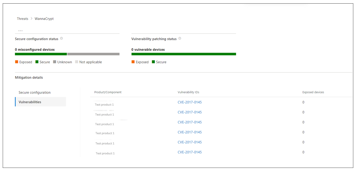 Screenshot of the mitigation section showing vulnerability details.