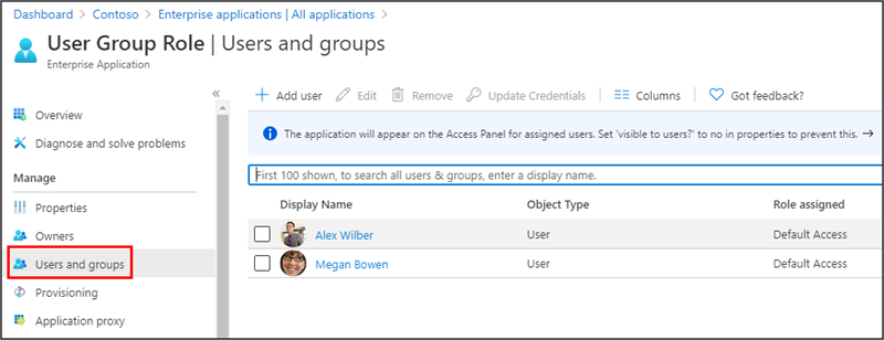 Screenshot of the Users and Groups