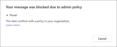 Screenshot of Policy condition info for sender.