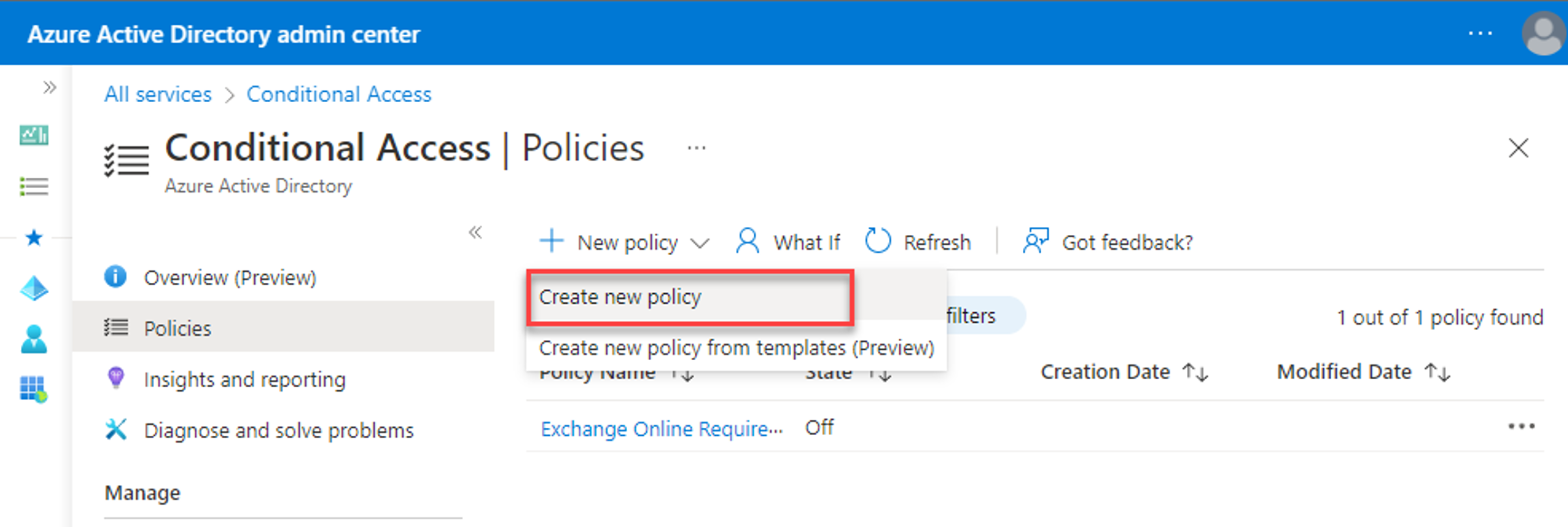 Screenshot of creating a new Conditional Access policy from Microsoft Entra admin center.