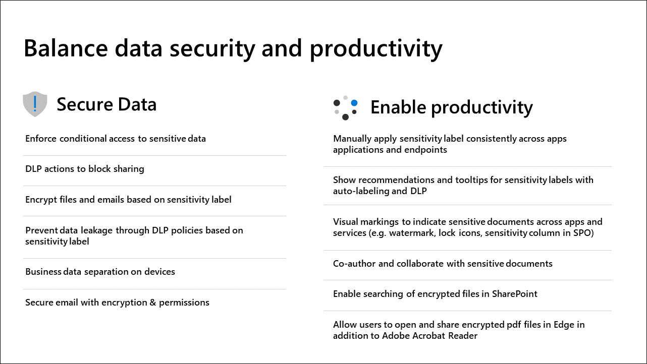 Balance data security and productivity.