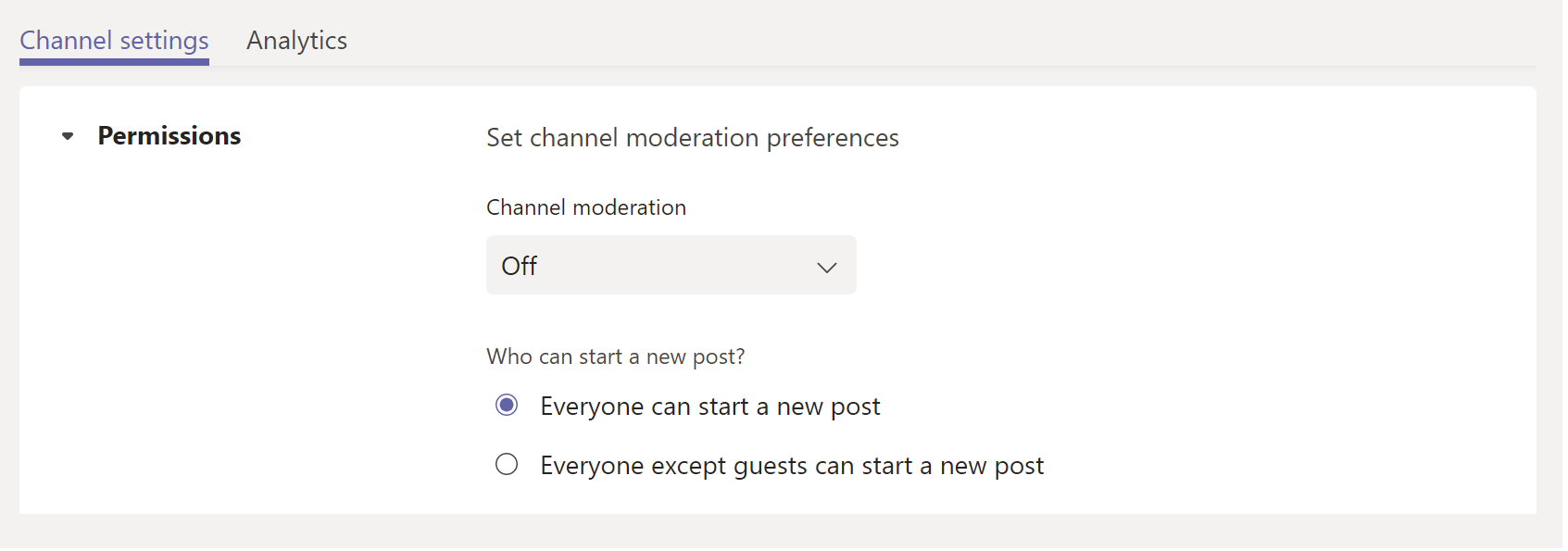  Screenshot of enable channel moderation.