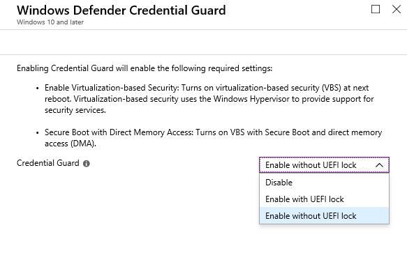 screenshot of Windows Defender Credential Guard.