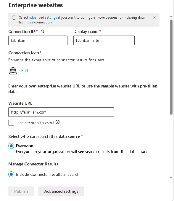 Screenshot showing the Enterprise website detail pane.