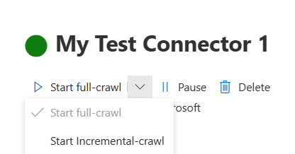 Screenshot that shows on-demand crawl drop-down.